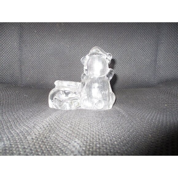Teddy Bear Christmas Tapered Candle holder Holiday Décor clear glass - Picture 3 of 7